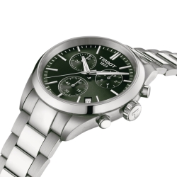 Reloj Tissot PR 100 Chronograph acero y esfera verde, T1504171109100.