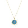 Colgante sol dorado con perlas, turquesa y circonitas de Luxenter, NXA428Y94.