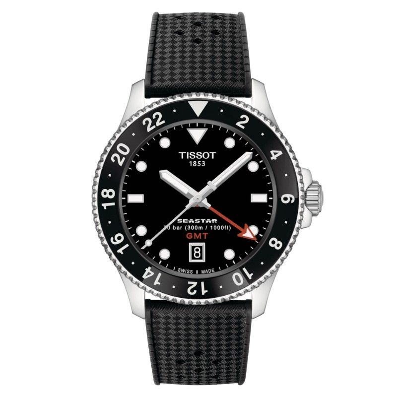 Reloj Tissot Seastar 1000 GMT 40 mm y correa silicona, T1208521705100.