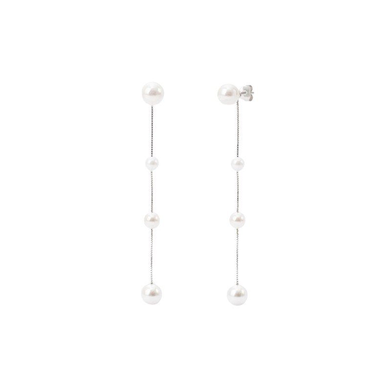 Pendientes para novias en plata y perlas Swarovski® de Abrazi, Resa.