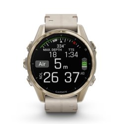 Reloj Garmin fēnix® 8 pantalla Amoled zafiro caja dorada 43 mm y doble correa, 010-02903-40.