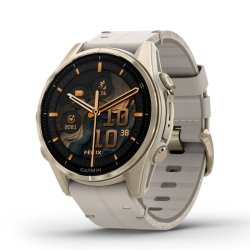 Reloj Garmin fēnix® 8 pantalla Amoled zafiro caja dorada 43 mm y doble correa, 010-02903-40.