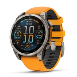 Reloj inteligente Garmin fēnix 8 de 47 mm, Amoled y correa naranja, 010-02904-11.