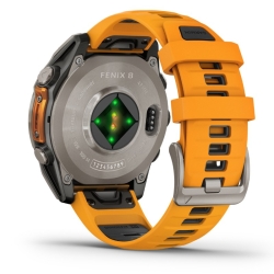 Reloj inteligente Garmin fēnix 8 de 47 mm, Amoled y correa naranja, 010-02904-11.