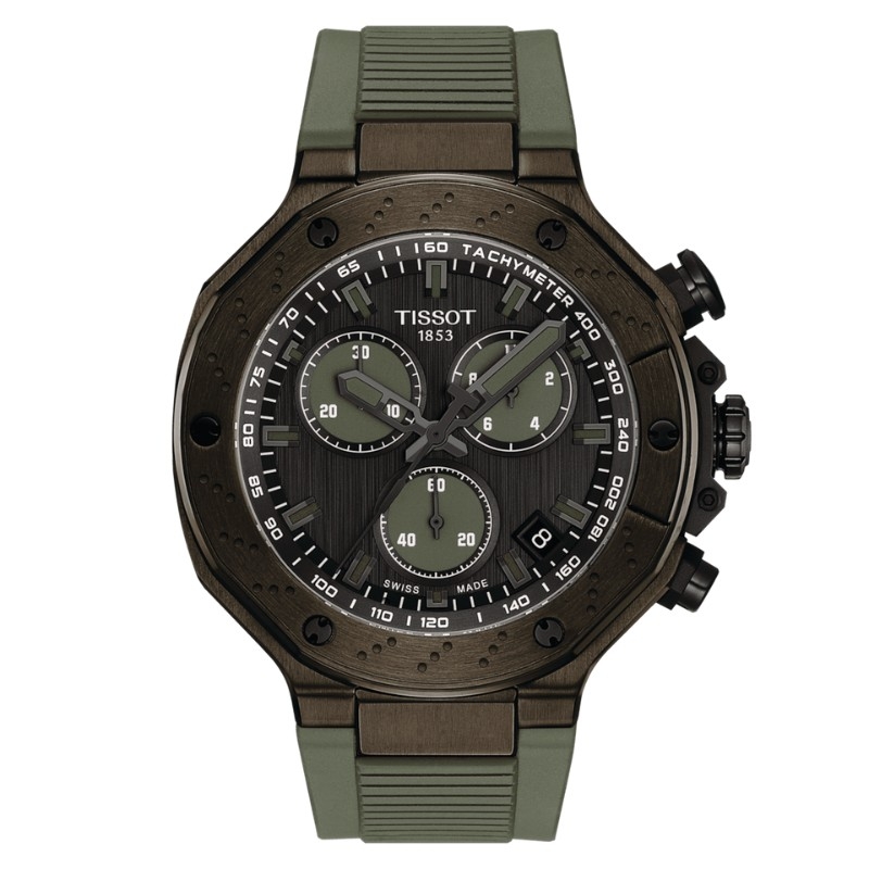 Reloj Tissot T-Race Chronograph cuarzo negro y verde, T1414173706102.