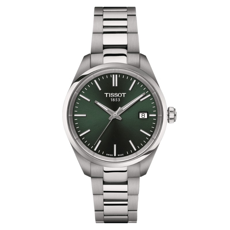 Reloj Tissot PR 100 en acero con esfera verde, 34 mm, T1502101109100.