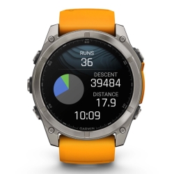 Reloj Garmin fēnix® 8 51 mm, Amoled zafiro y correa naranja, 010-02905-11.