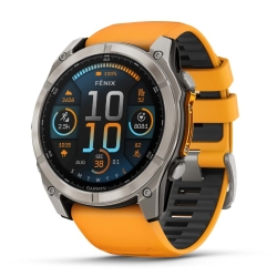 Reloj Garmin fēnix® 8 51 mm, Amoled zafiro y correa naranja, 010-02905-11.