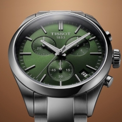 Reloj Tissot PR 100 Chronograph acero y esfera verde, T1504171109100.