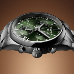 Reloj Tissot PR 100 Chronograph acero y esfera verde, T1504171109100.