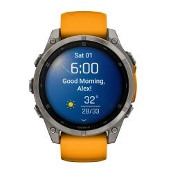 Reloj inteligente Garmin fēnix 8 de 47 mm, Amoled y correa naranja, 010-02904-11.