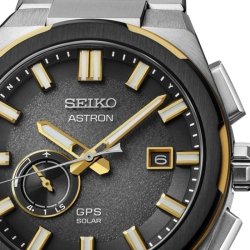 Reloj Seiko Astron Solar GPS 3X62 con detalles dorados, SSJ026J1.