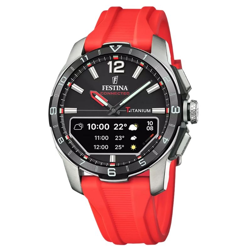 Reloj híbrido Festina Connected D caja de titanio y rojo, F23000/C. Reloj híbrido Festina Connected D caja de titanio y rojo, F23000/C.
