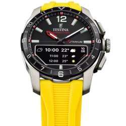 Reloj híbrido Festina Connected D caja de titanio y amarillo, F23000/A.