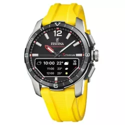 Reloj híbrido Festina Connected D caja de titanio y amarillo, F23000/A.