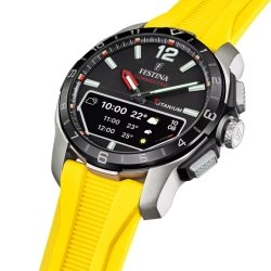 Reloj híbrido Festina Connected D caja de titanio y amarillo, F23000/A.