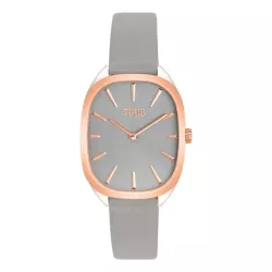 Reloj Tous Heritage acero IPRG rosa y correa de piel gris, 3000136400.