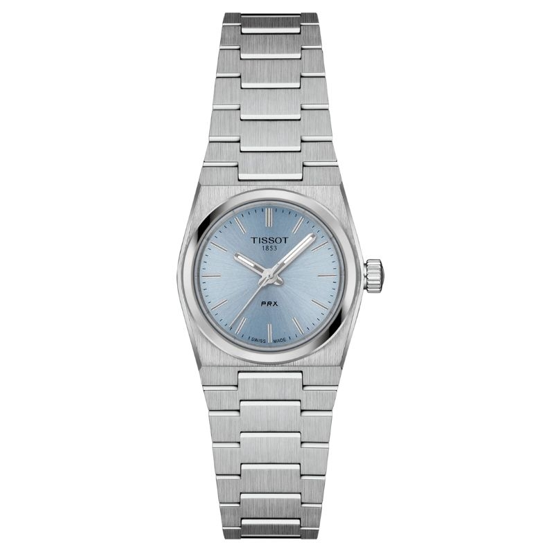 Reloj Tissot PRX 25 mm en cuarzo y esfera celeste, T1370101135100.