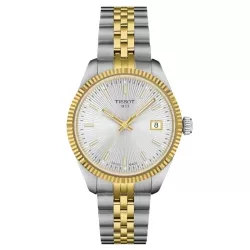 Reloj Tissot Ballade 34 mm bicolor y esfera plateada, T1562102203100.