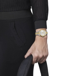 Reloj Tissot Ballade 34 mm bicolor y esfera plateada, T1562102203100.