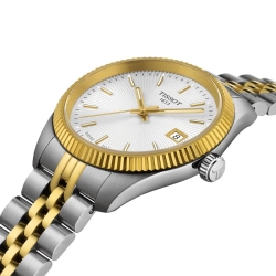 Reloj Tissot Ballade 34 mm bicolor y esfera plateada, T1562102203100.