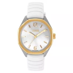 Reloj TOUS Now Lady bicolor, nácar y correa caucho blanca, 3000141100.