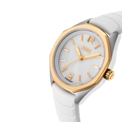 Reloj TOUS Now Lady bicolor, nácar y correa caucho blanca, 3000141100.