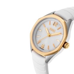 Reloj TOUS Now Lady bicolor, nácar y correa caucho blanca, 3000141100.