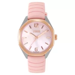 Reloj Tous Now Lady bicolor, nácar y correa caucho rosa, 3000141600.
