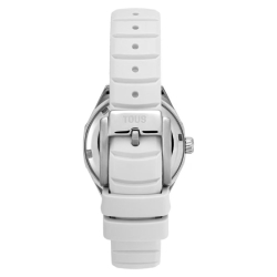 Reloj Tous Now de chicas en acero y correa caucho blanca, 3000142800.