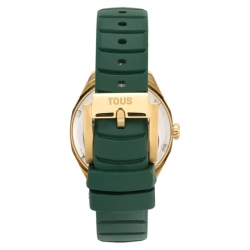 Reloj Tous Now dorado, esfera nácar verde y correa caucho, 3000141200.