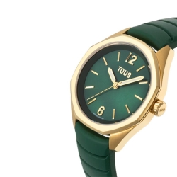 Reloj Tous Now dorado, esfera nácar verde y correa caucho, 3000141200.