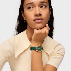Reloj Tous Now dorado, esfera nácar verde y correa caucho, 3000141200.