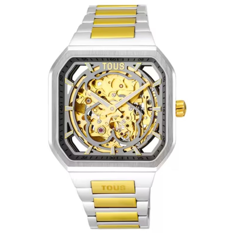 Reloj Tous D-Bear Now automático bicolor dorado y skeleton, 3000137700.