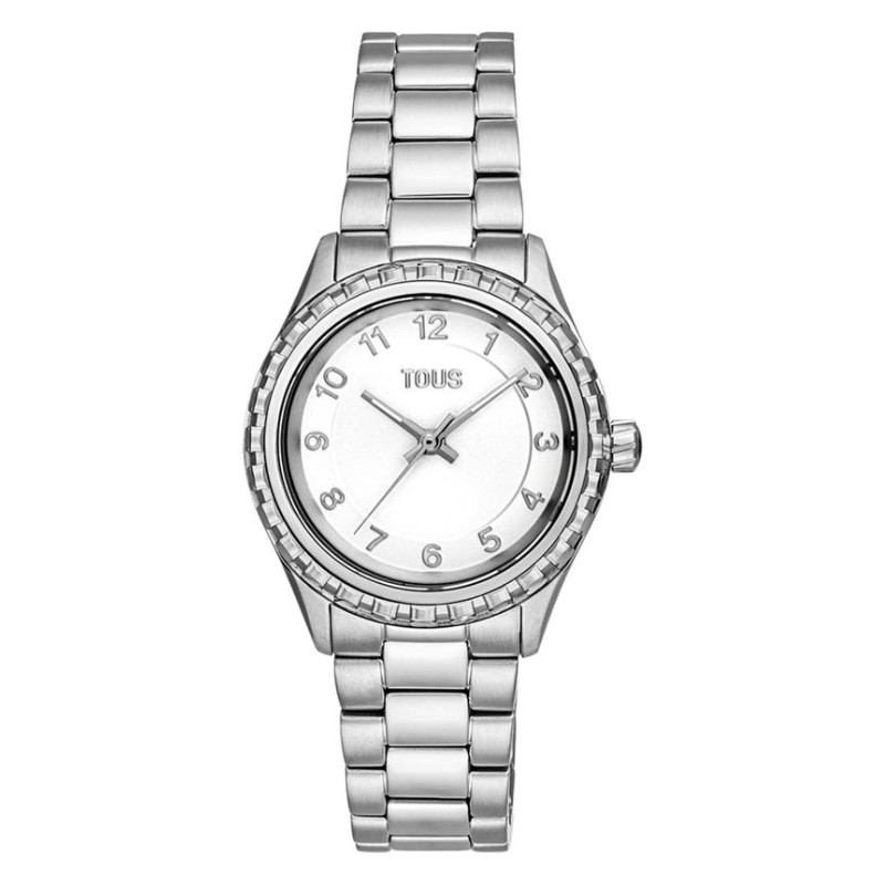 Reloj Tous T-Bear para niñas en acero y esfera blanca, 3000134200.
