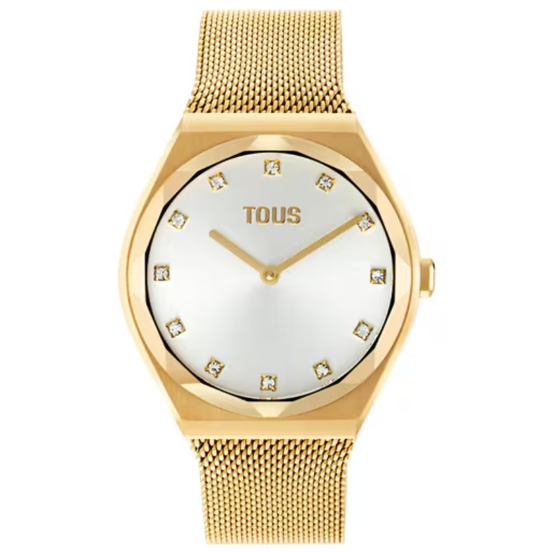 Reloj Tous Karat Round Mesh en acero dorado IP y malla, 3000139800.