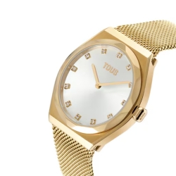 Reloj Tous Karat Round Mesh en acero dorado IP y malla, 3000139800.