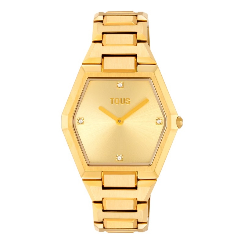 Reloj Tous Karat de mujer en acero dorado y caja romboidal, 3000136500.