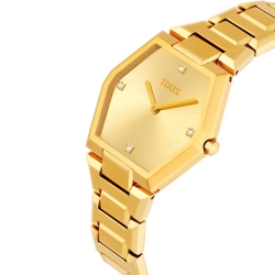 Reloj Tous Karat de mujer en acero dorado y caja romboidal, 3000136500.