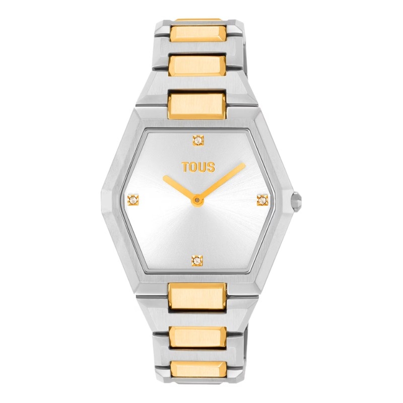 Reloj Tous Karat de mujer bicolor dorado y caja romboidal, 3000136700.