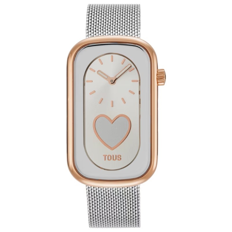 Reloj Tous T-Band Club bicolor rosé, esfera nácar y malla, 3000140800.