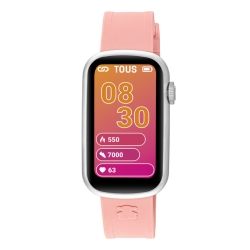 Reloj inteligente Tous T-Band con la correa de silicona rosa, 200351087.