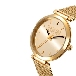 Reloj Tous S-Mesh Mirror dorado con esfera efecto espejo, 3000142300.