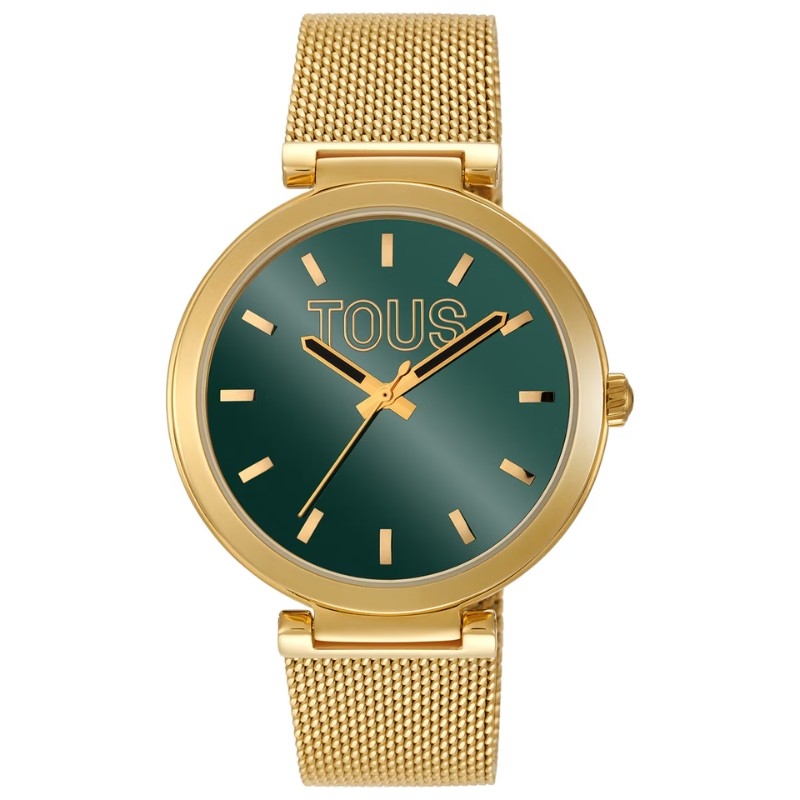 Reloj Tous S-Mesh Mirrow dorado y esfera verde espejo, 3000142600.