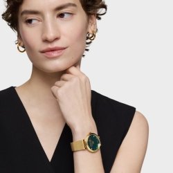 Reloj Tous S-Mesh Mirrow dorado y esfera verde espejo, 3000142600.