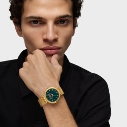Reloj Tous S-Mesh Mirrow dorado y esfera verde espejo, 3000142600.