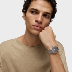 Reloj Tous S-Mesh bicolor rosé y esfera marrón espejo, 3000142500.