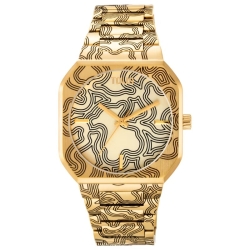 Reloj Tous Lit cuadrado y dorado con brazalete grabado, 3000140000.