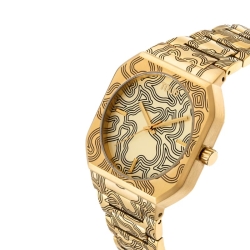 Reloj Tous Lit cuadrado y dorado con brazalete grabado, 3000140000.