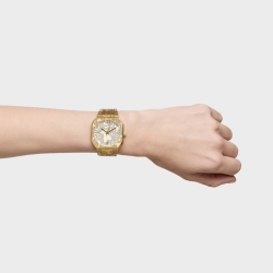 Reloj Tous Lit cuadrado y dorado con brazalete grabado, 3000140000.